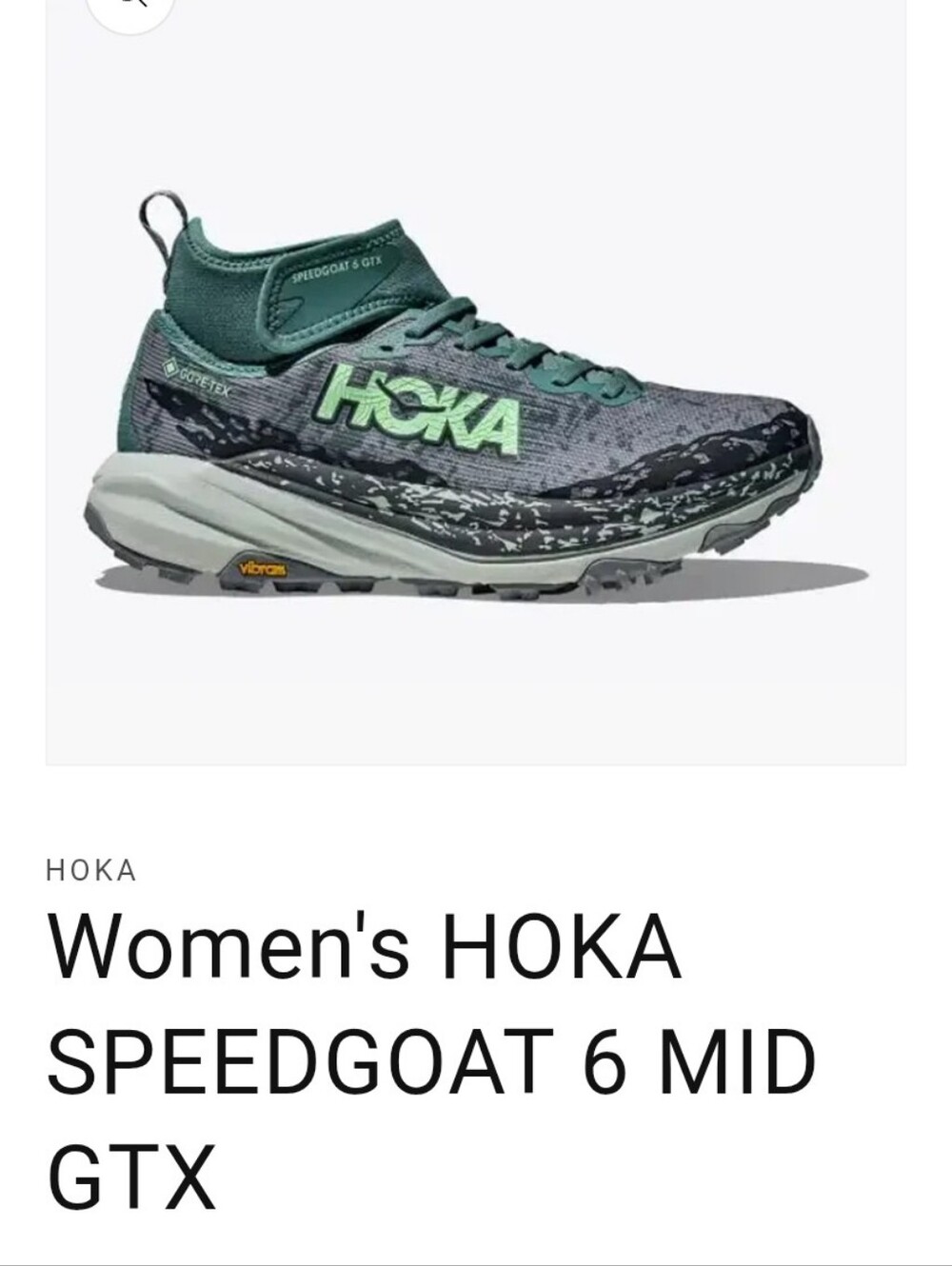 Brand New Never Worn HOKA Women's HOKA SPEEDGOAT 6 MID GTX Size 9 Mountain Fog